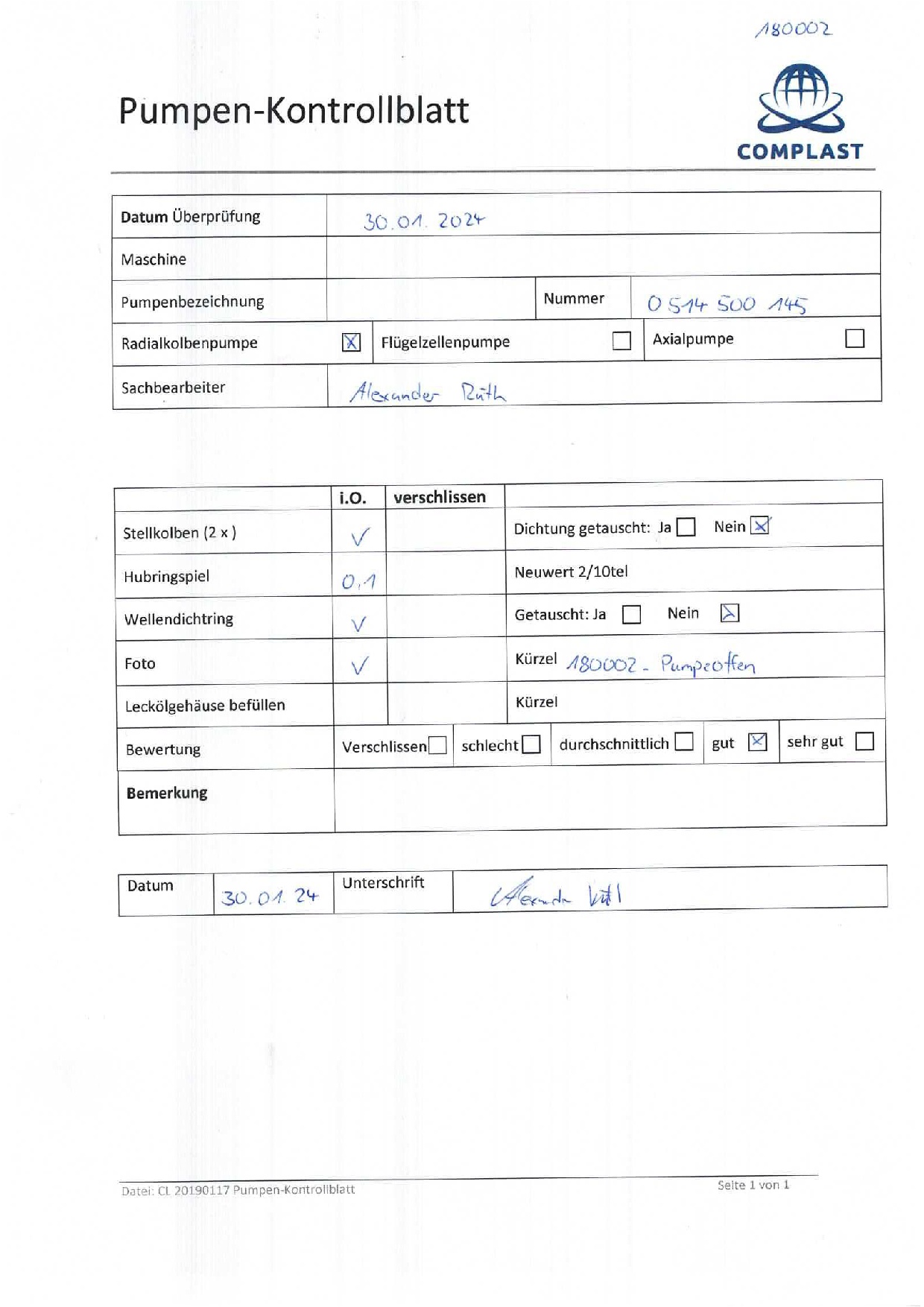 MOOG Hydraulik Radialkolbenpumpe / 0 514 500 145 / 10007875 / 10274824