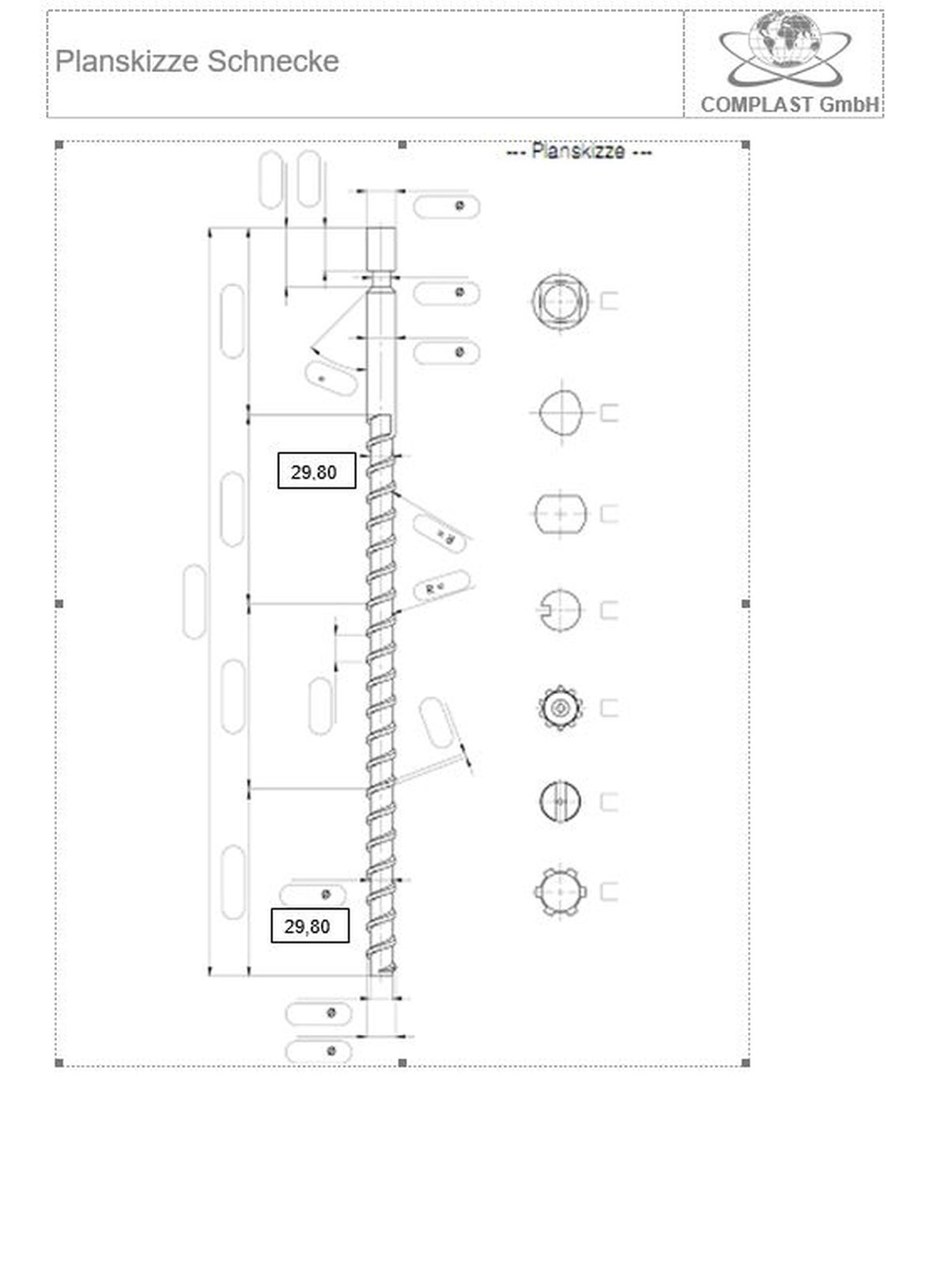 Ferromatik Milacron Plastifizierschnecke IU111, Ø 30 mm