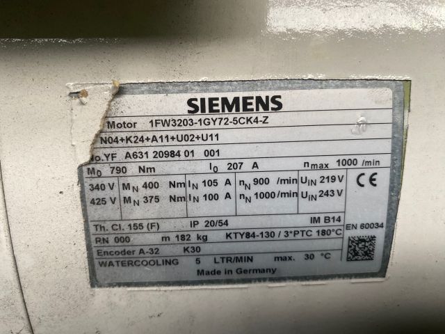 Siemens Motorenkombination Simontics torque motor 1FW3202-1GY72-5CK0-Z, 1FW3202-1GY72-5CK4-Z / Plastifizieren, Einspritzen