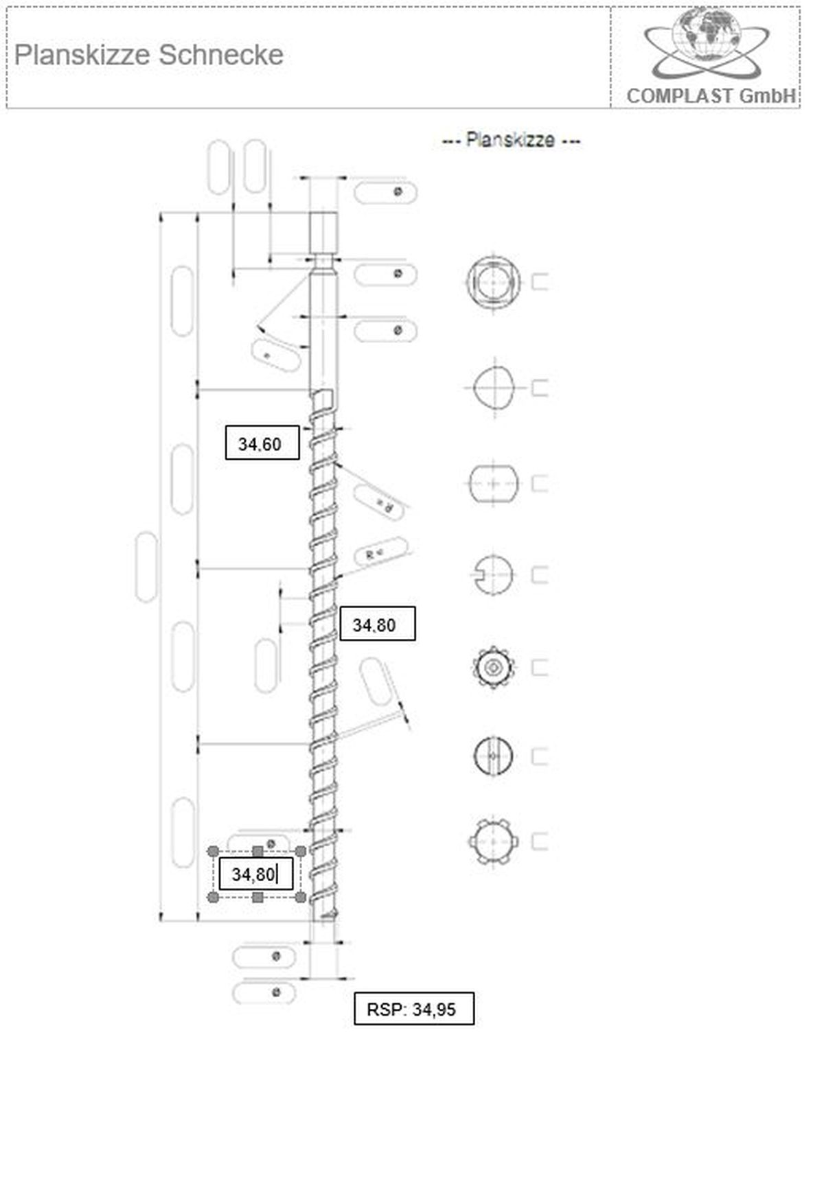 Ferromatik Milacron Plastifiziereinheit Ø 35 mm, vertikal, nitriert für F, FR, FM