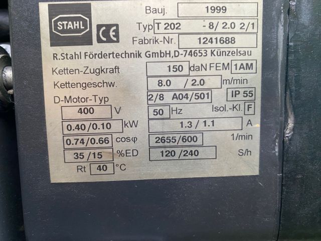 Stahl 300 kg Kettenzug T 202 - 8 / 2.0 2/1